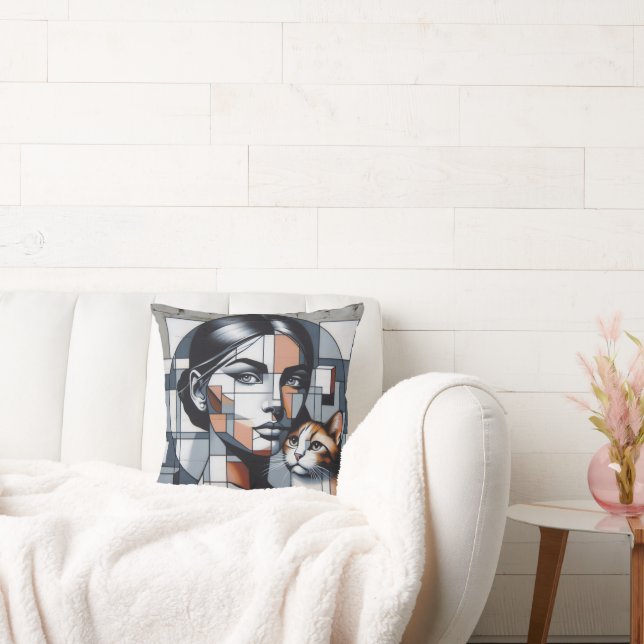 Graffiti Cat Lady Cushion (Couch)