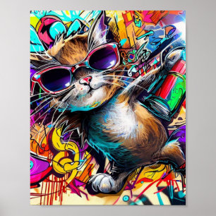 Graffiti Cat: Spray painted cat: taby street art Poster