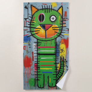 Graffiti Cat Street Art Character Beach Towel