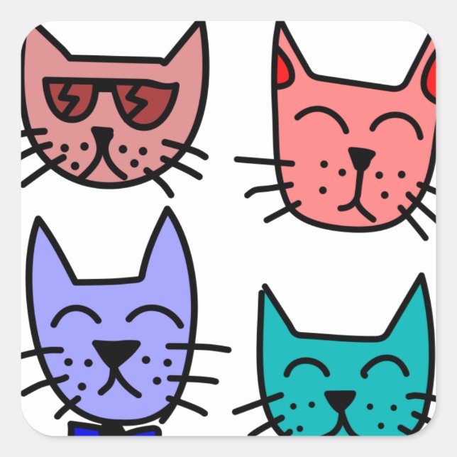 Graffiti Cats Square Sticker (Front)