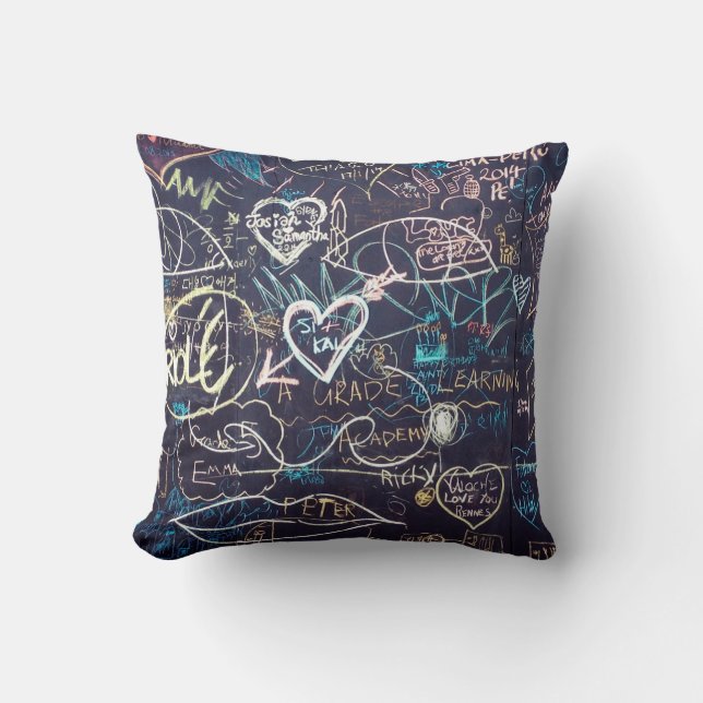 Graffiti chalkboard blackboard love cushion (Front)