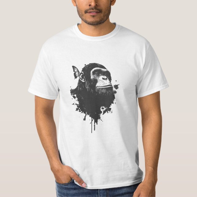 Graffiti Chimpanzee Street Art Animal Portrait Urb T-Shirt (Front)