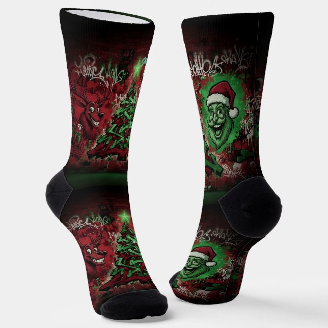 Graffiti Christmas Sustainable Premium Socks (Angled)
