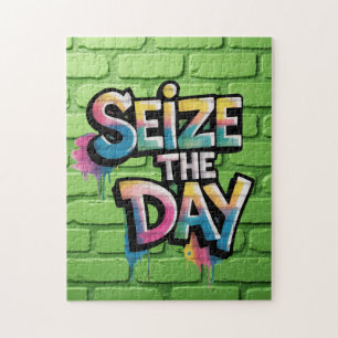 Graffiti Colorful Text Saying Seize The Day Jigsaw Puzzle