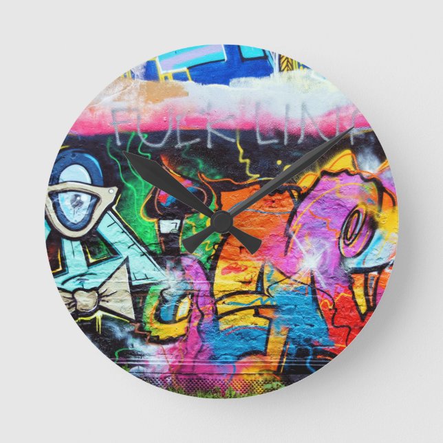 graffiti Colors Art Painting Round Clock (Front)