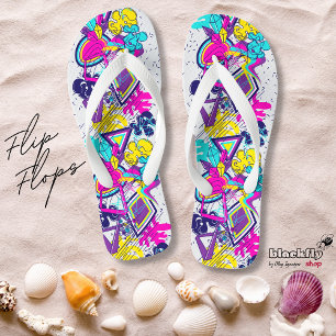 Graffiti colourful pattern active sport beach flip flops
