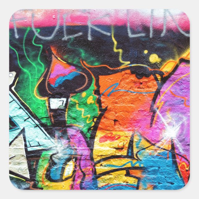 graffiti Colours Art Painting Square Sticker (Front)