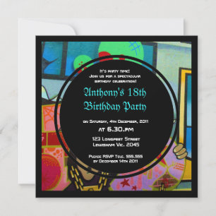 Graffiti Cool Face Birthday Invitation