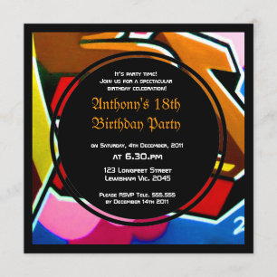 Graffiti Cool Face Birthday Invitation