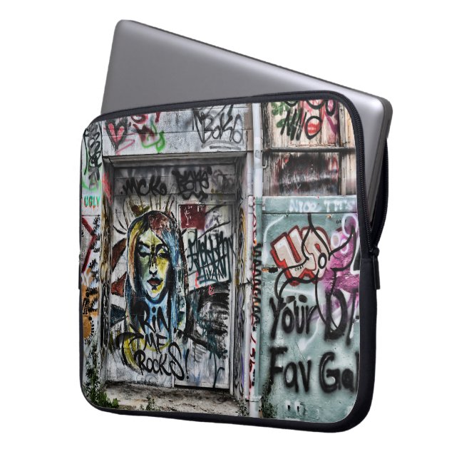 Graffiti Cool Modern Urban Street Art Laptop Sleeve (Front Left)