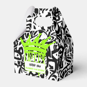 Graffiti Crown Black Green Thank You Birthday Favour Box