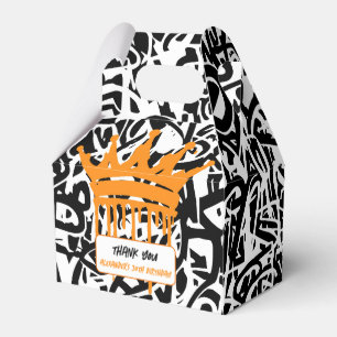 Graffiti Crown Black Orange Thank You Birthday Favour Box
