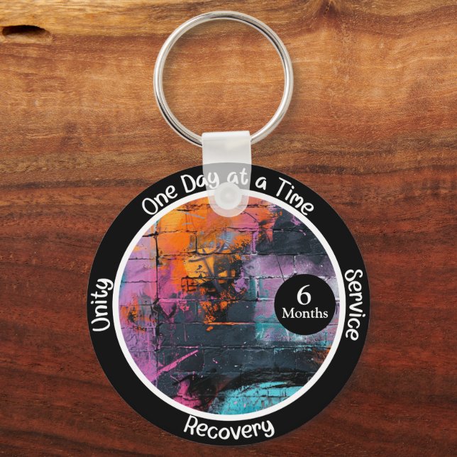 Graffiti Custom Recovery Milestone Gift  Key Ring (Front)