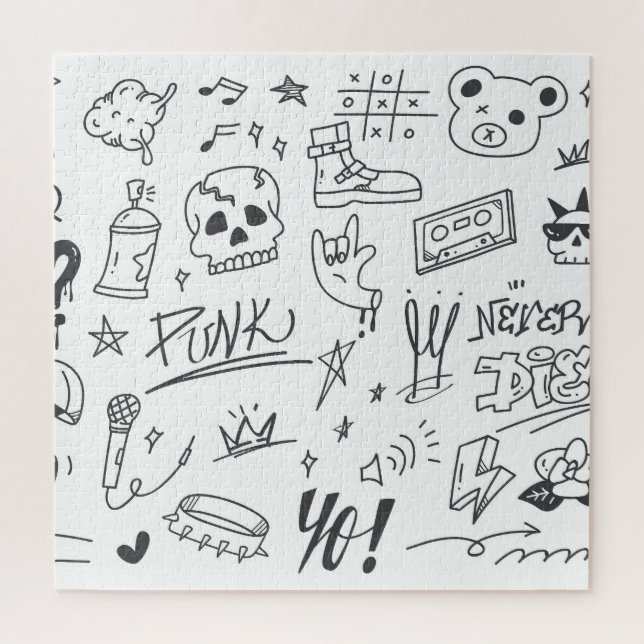 Graffiti Doodles: Punk Music Scribble Jigsaw Puzzle (Vertical)