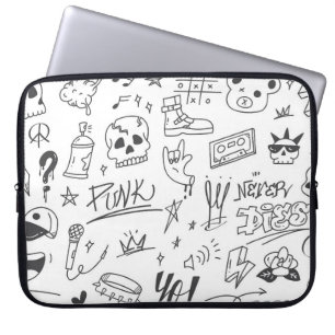Graffiti Doodles: Punk Music Scribble Laptop Sleeve