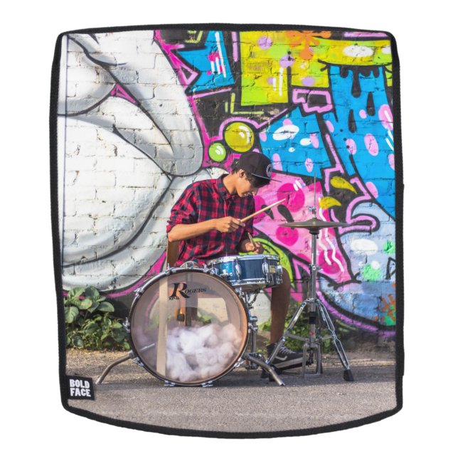 Graffiti Drummer Cool All-Over Printed Backpack (Removable Face)