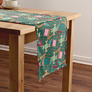 Graffiti Explosion Modern Geometric Pattern Short Table Runner