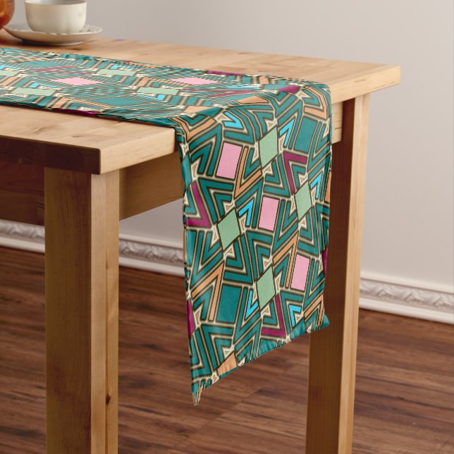Graffiti Explosion Modern Geometric Pattern  Short Table Runner (In Situ)