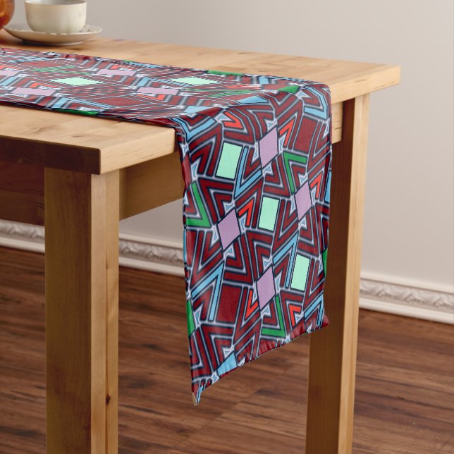 Graffiti Explosion – Modern Geometric Pattern  Short Table Runner (In Situ)