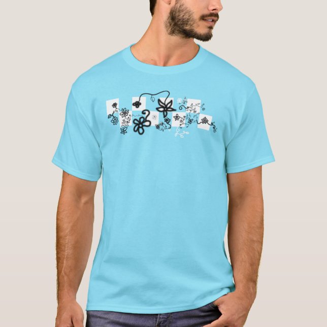 Graffiti Flowers Check T-Shirt (Front)