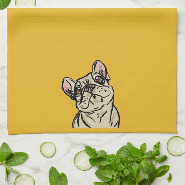 Graffiti French bulldog Tea Towel (Folded)