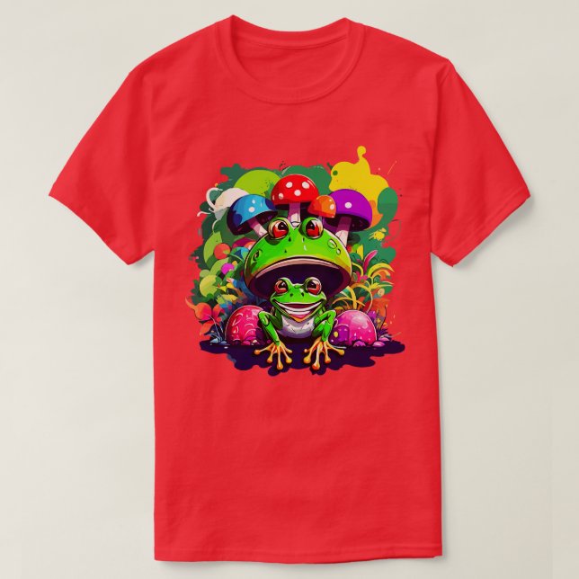 Graffiti Frog And Mushrooms T-Shirt (Design Front)