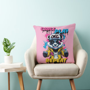 Graffiti Gamer Panda Pop Cushion