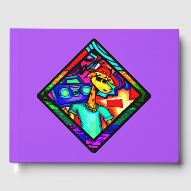 Graffiti Giraffe Diamond Guest Book (Front)