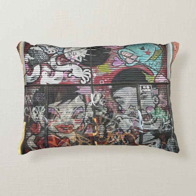 Graffiti Girl pillow. Decorative Cushion (Front)