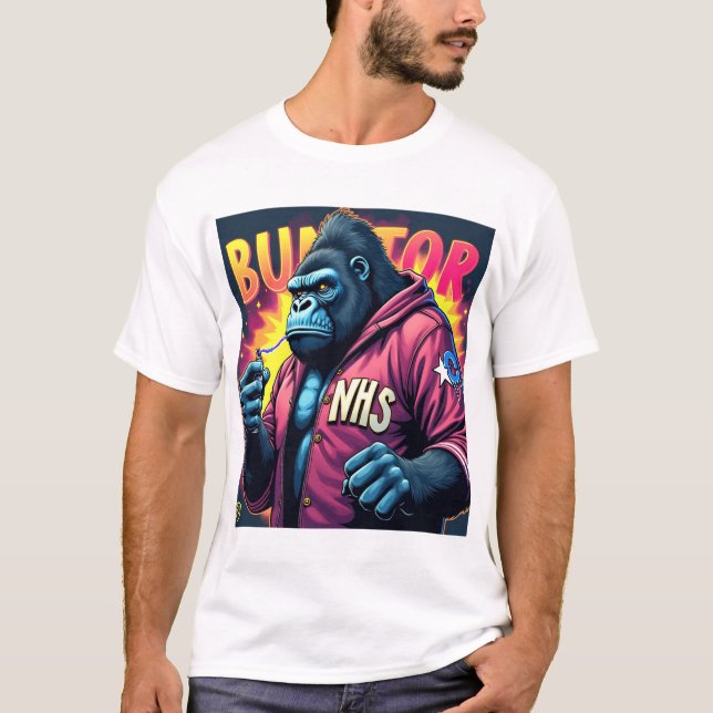 Graffiti Gorilla Urban Streetwear Design T-Shirt (Front)