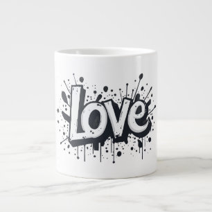 Graffiti Graffiti Monochrome Love Tag Large Coffee Mug