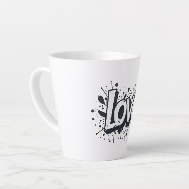 Graffiti Graffiti Monochrome Love Tag Latte Mug (Left Angle)