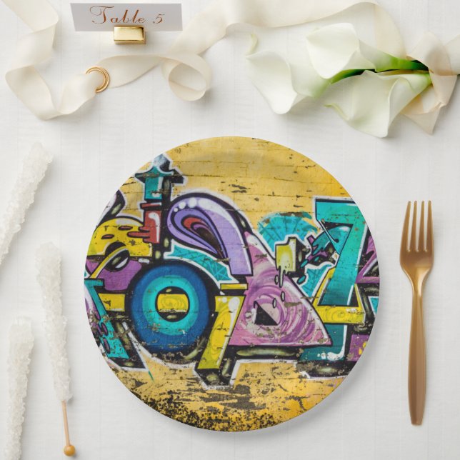 Graffiti, Grundarfjordur, Iceland Paper Plate (Wedding)