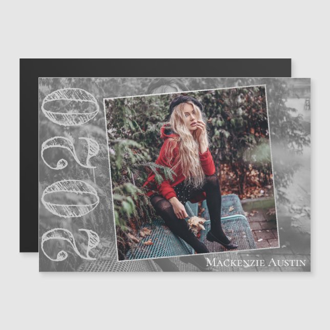 Graffiti Grunge | Modern Graduation Photo Keepsake Magnetic Invitation (Front/Back)