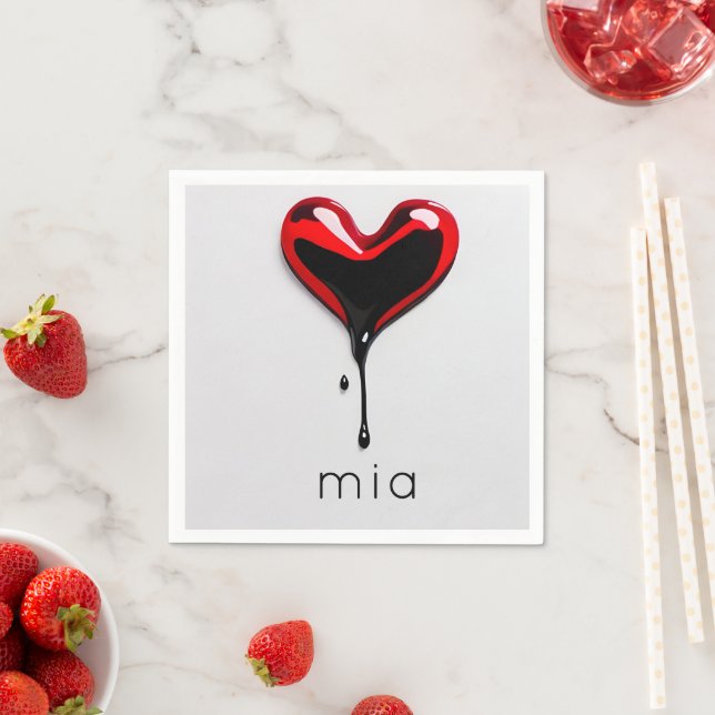 Graffiti Heart Custom Name  – Modern Minimal Napkin (Insitu)