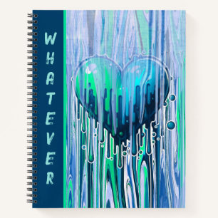Graffiti Heart Paint Pour Blue & Green Whatever Notebook