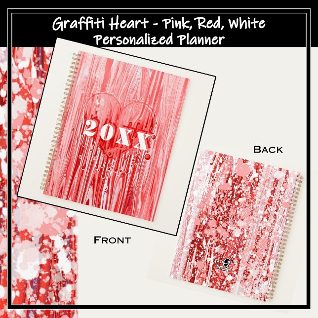 Graffiti Heart Paint Pour Pink & Red Personalise Planner (Graffiti Heart Paint Pour Pink & Red Personalize Planner
)