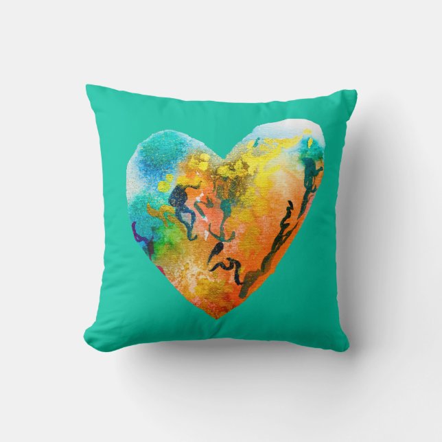 Graffiti heart watercolor art cushion (Front)
