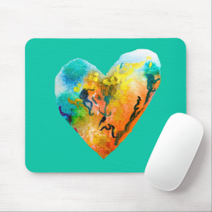 Graffiti heart watercolor art mouse mat