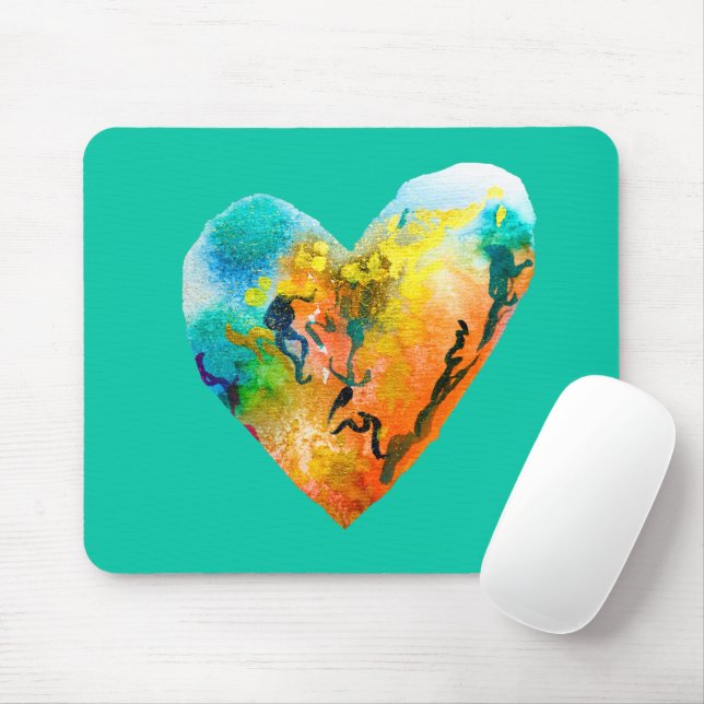 Graffiti heart watercolor art mouse mat (With Mouse)