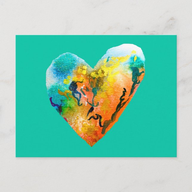 Graffiti heart watercolor art postcard (Front)