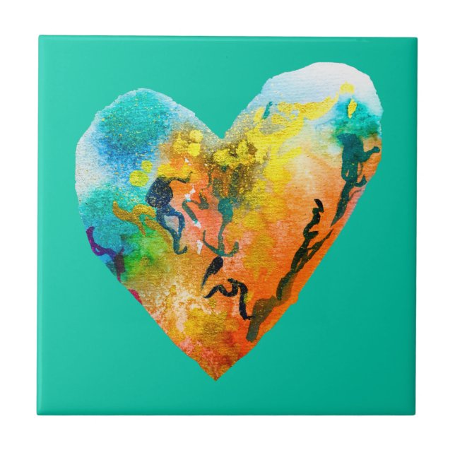 Graffiti heart watercolor art tile (Front)