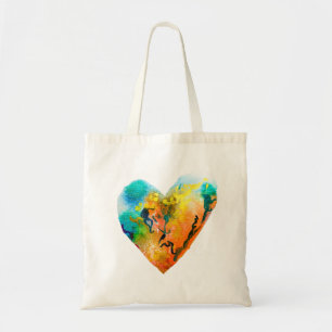 Graffiti heart watercolor art tote bag