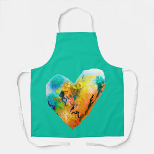 Graffiti heart watercolor street art apron