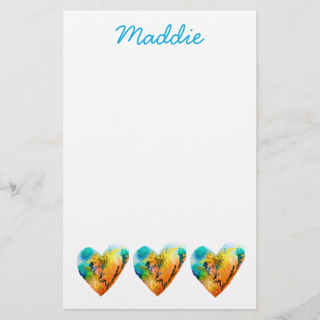 Graffiti heart watercolor street art stationery (Front)