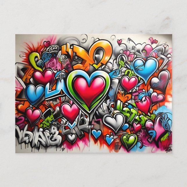 Graffiti Hearts # 7 Postcard (Front)