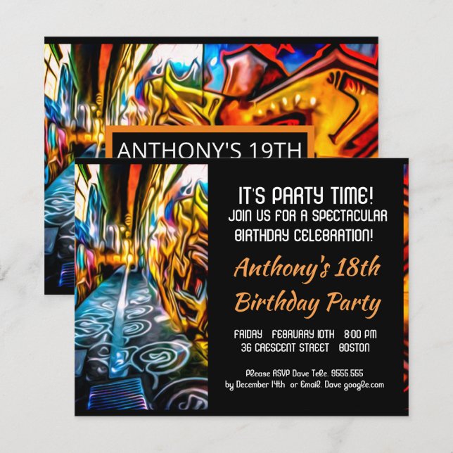 Graffiti Highway Birthday Invitation (Front/Back)