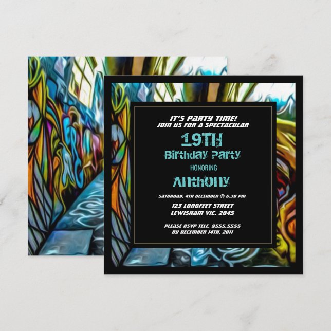 Graffiti Highway Birthday Invitation (Front/Back)