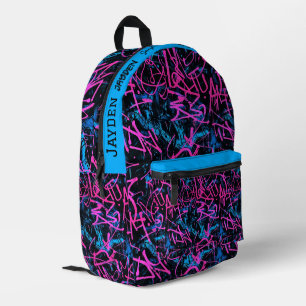 Graffiti hip hop pattern printed backpack
