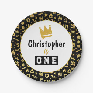 Graffiti Hip Hop Tags Black and Gold Rap Doodles P Paper Plate